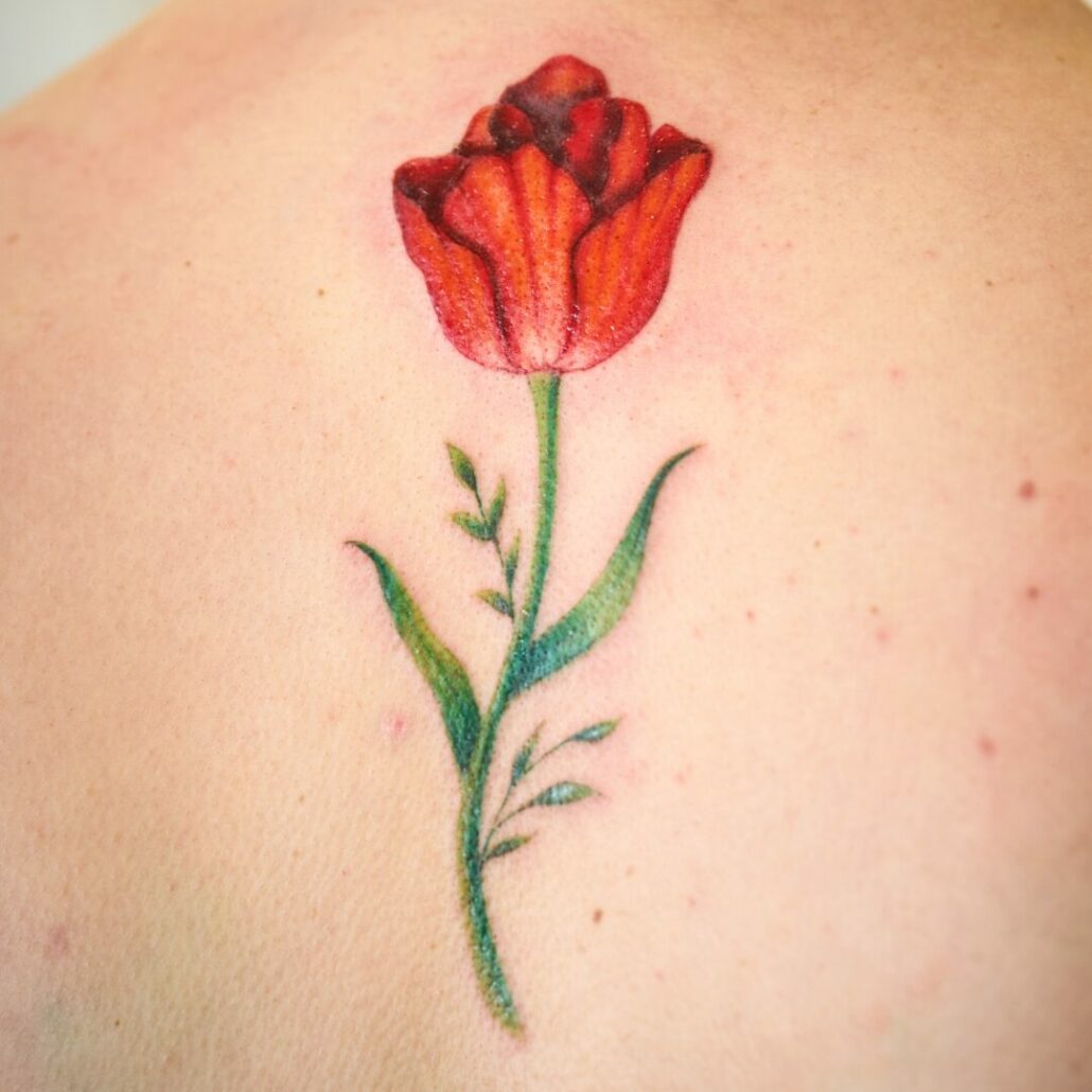 Tatuaggio rosa in stile pittorico